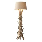 Design Treibholz Stehlampe WILD NATURE 155 cm sand mit hochwertigem Natur Leinen Schirm Massivholz Stehleuchte Lampenschirm aus L