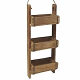 Deko Hängeregal mit Seil - 3 Ebenen / 76cm - Wandregal aus recyceltem Holz im Landhausstil - massives Schweberegal Shabby Retro Vintag