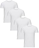 JACK & JONES T-Shirt 4er Pack Uni Oder Mehrfarbig Herren Basic Shirt O-Neck Rundhals Slim F