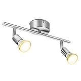 Horofens LED Deckenleuchte 2-Flammiger LED Deckenstrahler Schwenkbar 2x 4W Leuchtmittel GU10 Deckenlampe Metall Warmweiß für Küche Wohnzimmer S