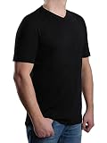 Kitaro EXTRALANG-Herren T-Shirt Extra Langer Rumpf, T-Shirt V-Ausschnitt aus 100% Baumwolle-Tall (100 schwarz, XLT)