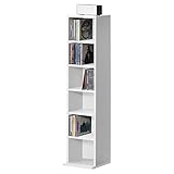 [en.casa] Bücherregal Tynset 90 x 20 x 20 cm CD Regal Standregal Regal Aufbewahrung 6 Fächer Weiß