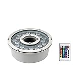 LSSHQ LED-Ring-Brunnen-Lichter, RGB-Unterwasserlicht IP68 Wasserdicht 12V/24V Farbwechsel Tauchfähig Landschaftsbeleuchtung für Gartenbrunnen Pool (Größe : 18W, Stromspannung : AC 24V)