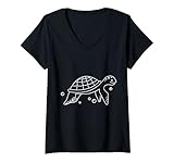 Damen Taucher Schnorcheln Tauchen Tauchsport Turtle Schildkröte T-Shirt mit V