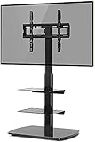 DFJU TV-Bodenständer mit 3 Einlegeböden aus gehärtetem Glas für 26-60 Zoll Plasma-LED-LCD-Flachhöhenverstellbar (Farbe : Schwarz)