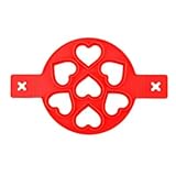 Grillzubehör Silikon Antihaft Fantastische Sieben Löcher Ei Pfannkuchen Hersteller Ring Küche Backen Omelett Formen Flip Herd Eierringform Backofen Herd Backelement (Color : 7 RED Heart)