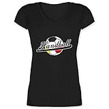 Handball WM 2021 - Handball Deutschland - S - Schwarz - Handball wm 2019 - XO1525 - Damen T-Shirt mit V