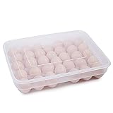 77L Eier Behälter, 34 KühlSchrank Eier Behälter mit Deckel, Kunststoff-tragbare Eier HalterGehäuse-schützen und halten frische, stapelbare große EierSchale (Klar)