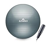 ALPHAPACE Dicker Anti-Burst Gymnastikball Sitzball Trainingsball inkl. Luft-Pumpe, Ball für Fitness, Yoga, Gymnastik, Core Training, für starken Rücken als Büro-Stuhl, Grey Blue, 65