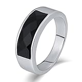 Agobel Männer Ringe mit Gravur, Herren Siegelring mit Gravur Edelstahl mit Zirkonia Goth Ring Quadratisch Rund Silber Größe 54 (17.2)