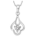 Banemi Kette Anhänger Damen, Perosnalisierte Kette Weißvergoldeter Sockel Weiß Blumenförmiger Eingelegter Zirkon Geburtstagsgeschenke für Ehefrau F
