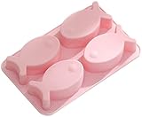 GIAOYAO Silikonform-4 Gitter Fisch Eiswürfel Fach Food Grade Silikonform Kuchen Dekorieren Werkzeug Cupcake Dessert Schokolade Fondantform (Rosa)