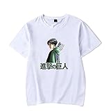 GUGU Unisex 2D Weißes T-Shirt Für Frühling Und Sommer, Attack On Titan Anime T-Shirt Lose Lässige Kurze Ä