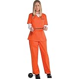 amscan 845522 Kostüm für Erwachsene, Orange Inmate, Gefangene, Kostüm, Damen, Sträflinger, Kriminal, Uniform, Halloween-Kostüm, Größe 38-42