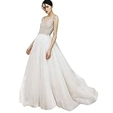 KIKIRon Hochzeitskleid für Damen Tiefe V Spitze-Hochzeit Brautkleid-Frauen-Weinlese Brautkleid Elegantes Kleid Spitze Brautkleid Brautkleid aus Spitze (Farbe : White, Size : 20w)