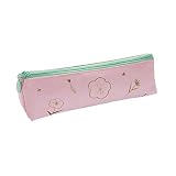 Qinlee Federmäppchen Klein Leinwan Bleistift beutel Mäppchen für Schule Universität Kosmetik Make up Bag Büromaterial für Student Mädchen Damen-pink-1