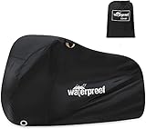 Robasiom Motorrad Abdeckplane, Motorradabdeckung Wasserdicht XXL 210T Abdeckhaube Outdoor Motorradplane Doppelt Genähter Mit Staubdicht Verbessertes Schlossloch 255x125x105