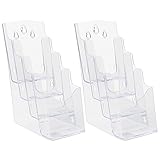 BELLE VOUS Klarer Acryl Aufsteller Flyer Ständer Prospekthalter (2er Pack) 4-Stufiger Tisch & Prospekthalter Wand Acryl Ständer - Flyer Aufsteller Broschüre, Flyer, Magazin & Postkarten Aufbewahrung