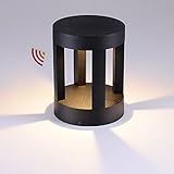 WRMING 15W LED Außen Aussensockelleuchte mit Bewegungsmelder, Outdoor Anthrazit Wegeleuchten, Modern Design Pollerleuchte, IP65 Wasserdicht Sockellampe, Gartenlampe, 3000K Warmweiß, 1200lm,20