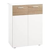 kleankin Badezimmerschrank Badschrank Multifunktionsschrank Sideboard mit 3 Regalfächer verstellbar für Badezimmer Flur Eingangsbereich Spanplatte Weiß+Natur 60 x 30 x 85