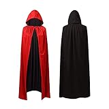 HUDDU Vampir Umhang, Kapuzenumhang Schwarz Rot Doppelseitig Mit Erwachsener Für Cosplay Halloween Kostüm(150 cm )