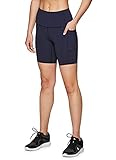 RBX Active Damen Athletic Fashion Ultra Hold High Waist Squat Proof Yoga Bike Shorts mit Taschen - Blau - Groß