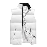 Donggu Herren ärmellose Jacke Puffer Weste Stehkragen Weste Weste Gepolstert Bodywarmer Reißverschluss Wintermäntel, Weiß, 4X-Larg