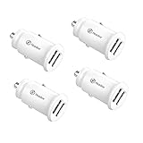 Heardear Kfz-Ladegerät, Mini-Dual-USB-Auto-Ladegerät, Auto-Adapter, Weiß, 4 Stück