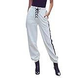 ZHZHUANG Frauen Hohe Taille Hose Hosen, Slim Motorrad Overalls Casual Bleistift Hose Jeggings/Weiß/X-Groß