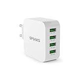 Splaks USB Ladegerät 4-Port 40W 5V/8A Wall Charger Netzteil 2.4A Schnell Aufladen für iPhone 11/6/7/8/Plus/X/Xs/Xs Max/XR iPad Galaxy Bluetooth/Tragbare Geräte usw.-Weiß