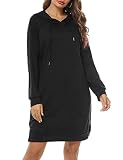 Sykooria Damen Hoodie Kleid Casual Kapuzenpullover Lang Sweatshirts mit T