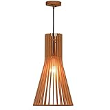 NAMFXH Holzkunst Chinesische Pendelleuchte Handgefertigte Kronleuchter Beleuchtung Dekoration Leuchten Käfigförmige Kleine Pendelleuchte Einstellbare E27 * 1 Deckenhängeleuchte (H17.73in)