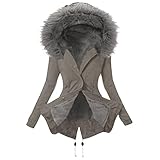 Daunenmantel Damen Winter Jacke Winterjacke Dicker Warm Verdicken Windjacke Mid Länge Mantel BaumwollmantelLangjacke Langarm Kapuzenjacke Pollover mit Kapuzen Weicher Warmer Sweatshirt Jacke H