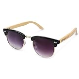 Navaris Holz Sonnenbrille UV400 - Damen Herren Retro Brille Holzoptik - Unisex Bambus Holzbrille mit Etui - unterschiedliche Farb