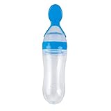 Berrywho Fütterung-Flasche mit Löffel, Silikon-Squeeze Reis-Getreide-Feed Flasche Löffel Babynahrung Dispensing Fütterlöffel (20.5cm Blau) 1