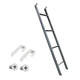YXX Hochbett Leiter Trittleiter Schlafsaal Hochbett Etagenleiter Mit Haken, Platzsparend Auto Boot Wohnmobil Wohnmobil Bücherei Etagenbett Leiter, 300 Lbs Laden (Color : Silver, Size : 1.55m/61 Inch)