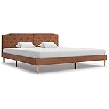 Bett Gestell mit Memory Schaum Matratze Holzrahmen Stahl mit Kopfteil Stilvolle Doppelbett Bettanlage Braun 180x200