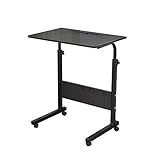 sogesfurniture höhenverstellbar Laptoptisch Computertisch mit Tablet Steckplatz, 60 * 40cm PC Tisch Sofatisch Pflegetisch Beistelltisch mit Rollen, Schwarz 05#3-60BK-BH
