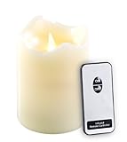Britesta Hochwertige LED Kerzen: Echtwachskerze mit beweglicher LED-Flamme & Fernbedienung, M (Kerzen elektrisch mit Flamme)