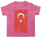 Fussball WM 2022 Fanartikel Baby - Türkei Flagge Vintage - 18/24 Monate - Pink - Nationalmannschaft - BZ02 - Baby T-S