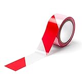 Marwotec Absperrband Rot Weiß Flatterband Warnband Nicht klebend 100 Meter Trassenband Absperrungsband beidseitig Bedruckt 100m x 75