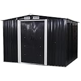 Melko Metall Gerätehaus 9,38 m³ mit Fundament Geräteschuppen mit Schiebetür Geräteschrank Anthrazit Gartenhaus Schupp