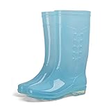 YQQMC Frauen Transparent Bonbonfarbenen Regen Stiefel Medium Schlauch rutschfest Wasserdicht Stiefel Im Garten (Color : Candy Blue, Size : 35)