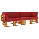 Tidyard 2-Sitzer Garten Palettensofa mit Kissen Ecksofa Gartensofa Sitzgruppe Sofa Lounge Garnitur Gartenset Palettenmöbel Gartenmöbel Honigbraun Impräg