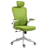 LYUN Bürostühle Höhe Back Mesh Bürostuhl Ergonomischer Schwenkstuhl Sessel Rarmlehne mit lumbalem Support Computerstuhl Schreibtischstuhl (Color : White Frame Green)