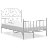 vidaXL Sperrholz Bettgestell Bett Metallbett Schlafzimmerbett Doppelbett Bettrahmen Lattenrost Schlafzimmermöbel Weiß Metall 120x200