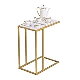 XCNFDI Couchtische Weiß Wohnzimmer Beistelltisch, Moderner Marmor Einfache Runde Optik Sofa Beistelltische Beistelltische Runde Beistelltische mit Mattgold, Metallrahmen Wohnkultur Garten B F
