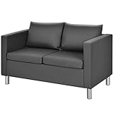 COSTWAY 2 Sitzer Sofa mit Kissen, Sofagarnitur Kunstleder, Couchgarnitur perfekt für Zuhause und Büro, g