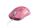 HK Gaming NAOS M Ultraleichte, Mit Wabenmuster Versehene, Beidhändige, Kabelgebundene RGB Gaming-Maus - 7 Tasten - 12 000 CPI - 59 g (Naos-M, Prism Pink)