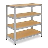 shelfplaza® HOME Schwerlastregal 115x100x30cm verzinkt/Metallregal mit 4 Böden/als Kellerregal, Garagenregal, Werkstattregal oder Lagerregal/Steckregal Metall mit 175kg Tragk